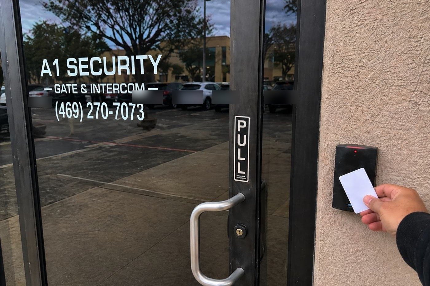 Card reader access control on a storefront door in the Allen, TX area