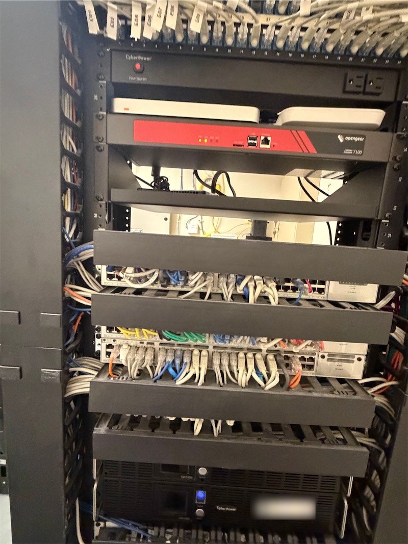 Commercial network rack installation supporting a security system in Dallas–Fort Worth